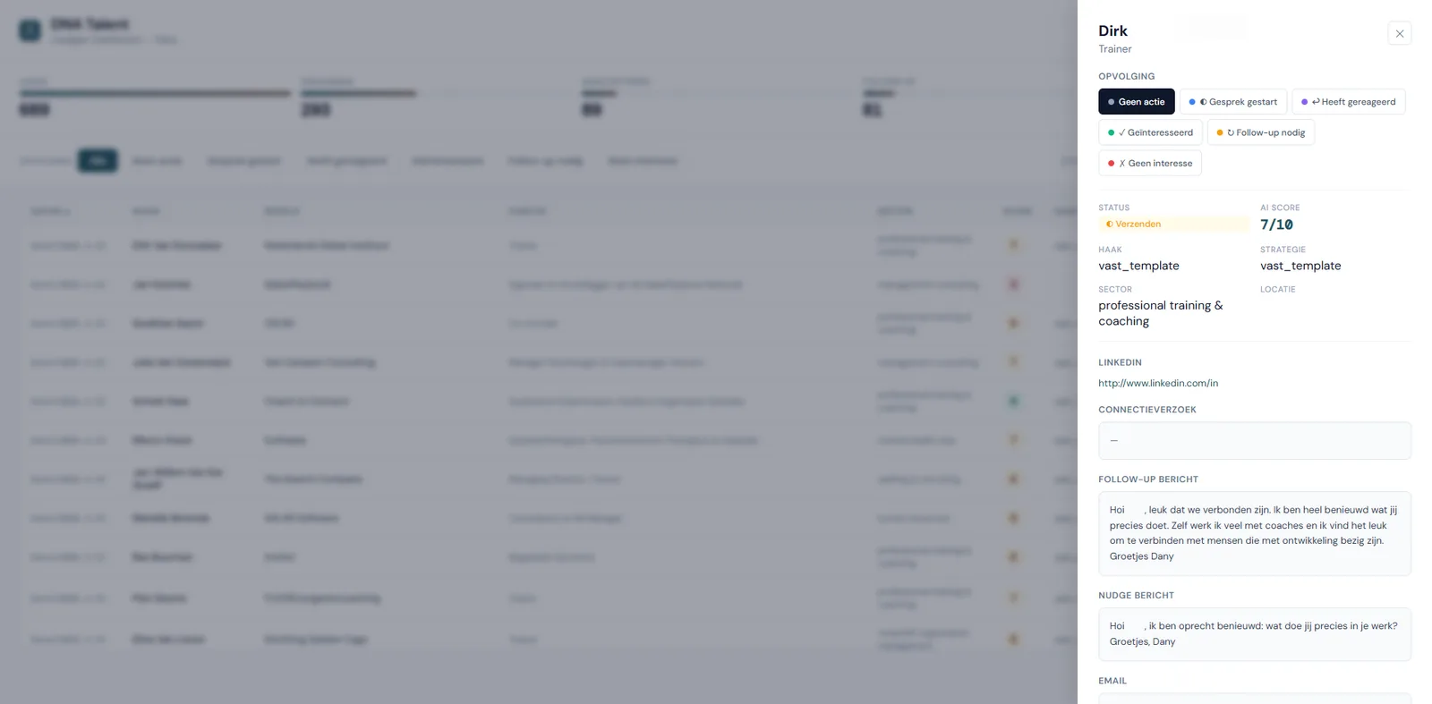 DNA-talent Leadgen Dashboard