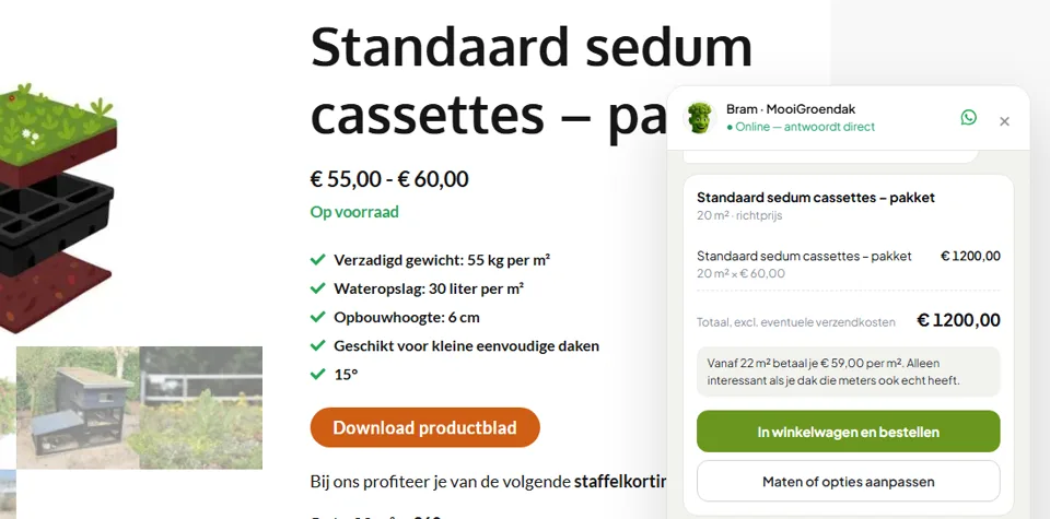 AI-assistent Bram op de webshop van MooiGroendak